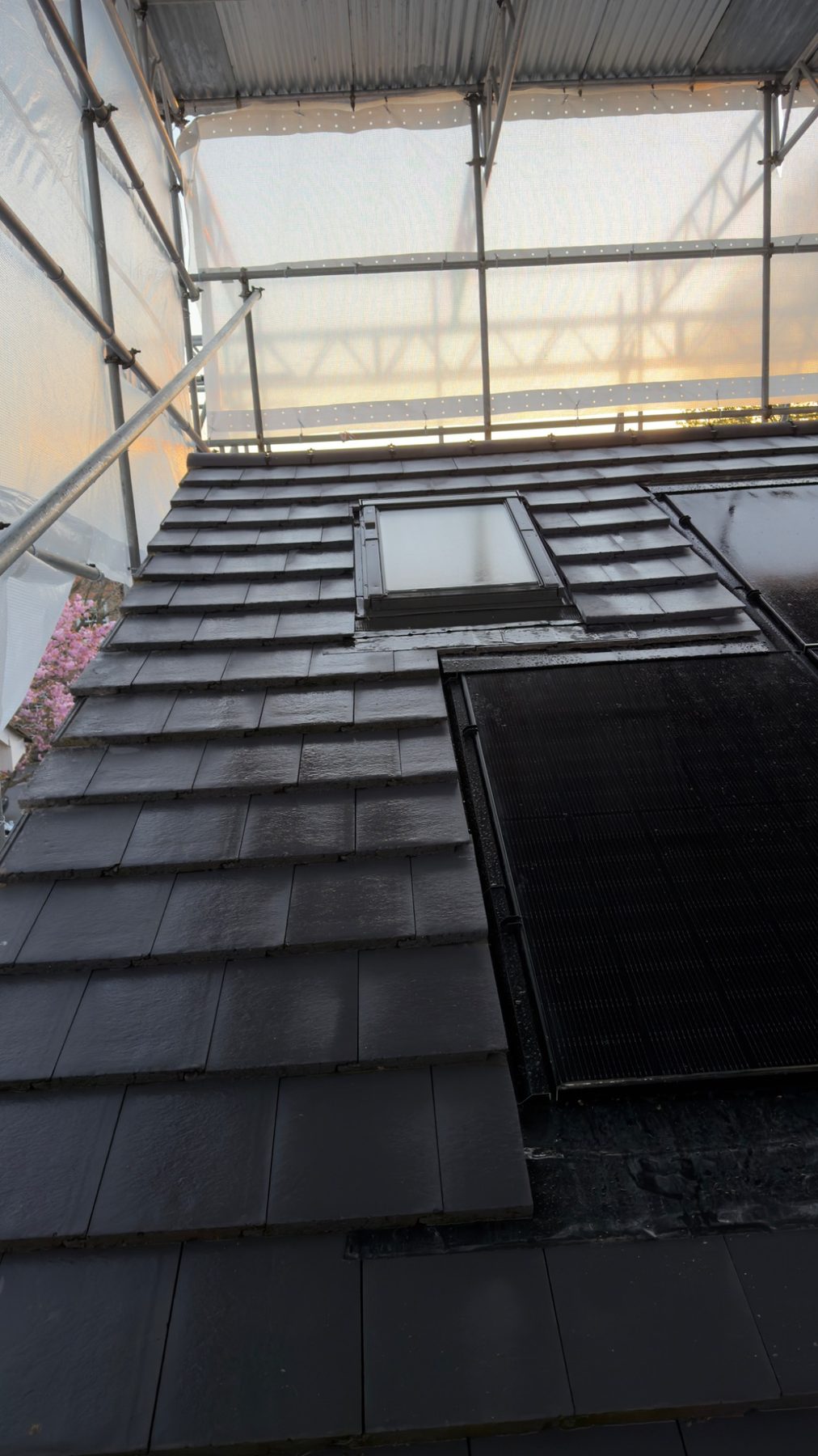 Completed rooflight and roof tile integration