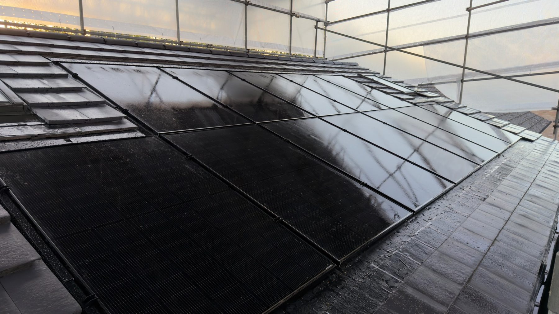Water tested completed solar roof