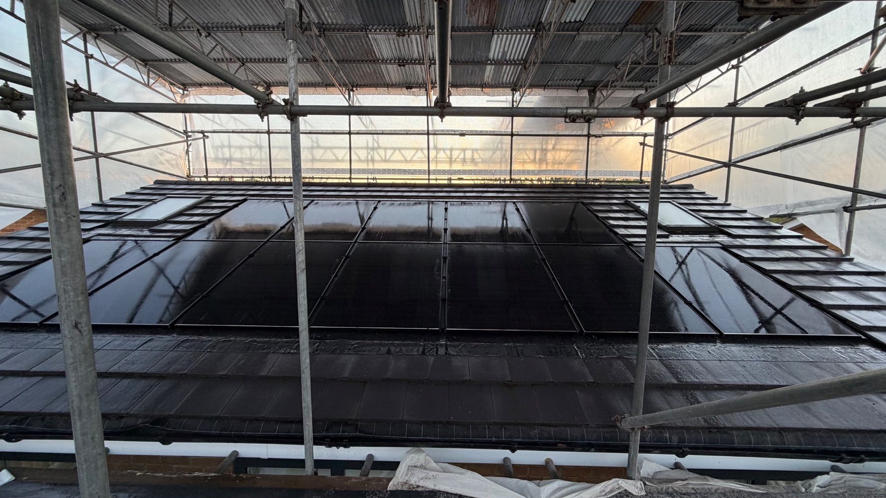 Completed integrated solar PV roof after remediation