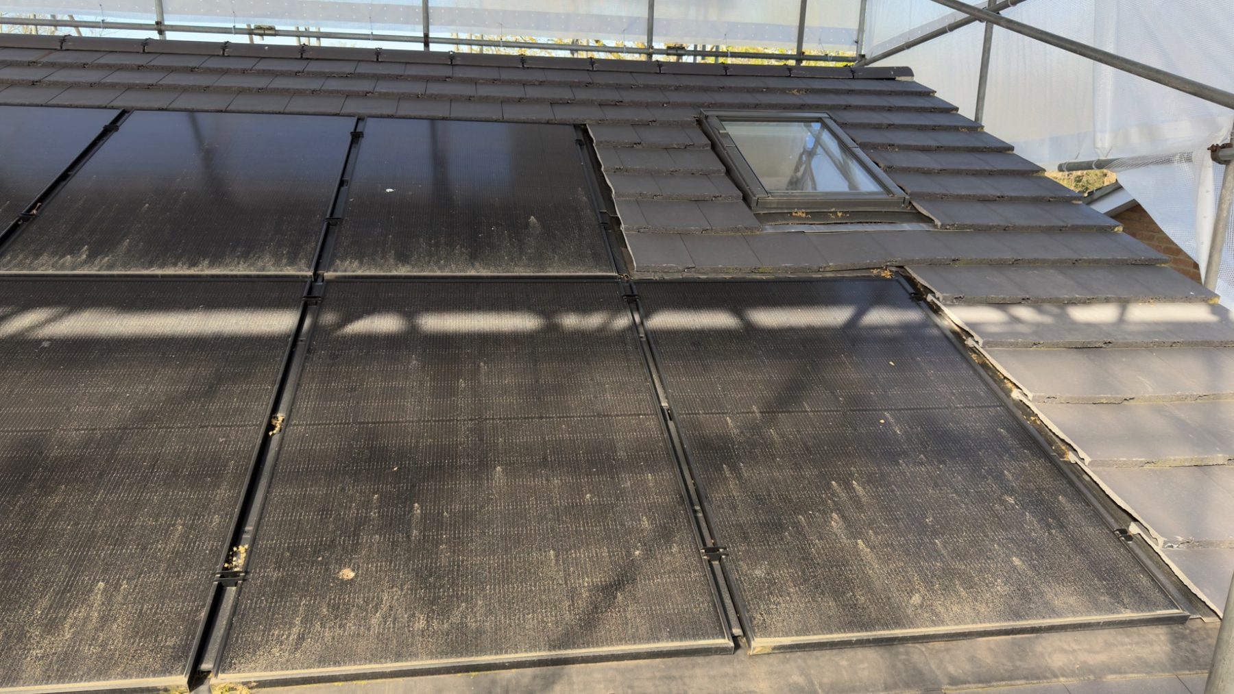 Existing solar PV roof before repair