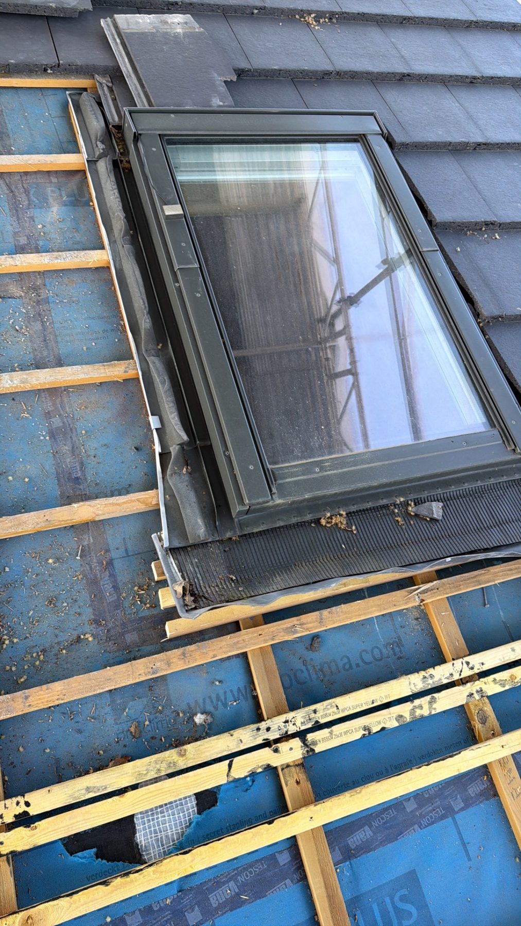 Rooflight area opened for waterproofing repair